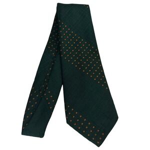 Vintage Sears Mens Tie Forest Green Orange Geometric Wide 4" 70s Retro Professor